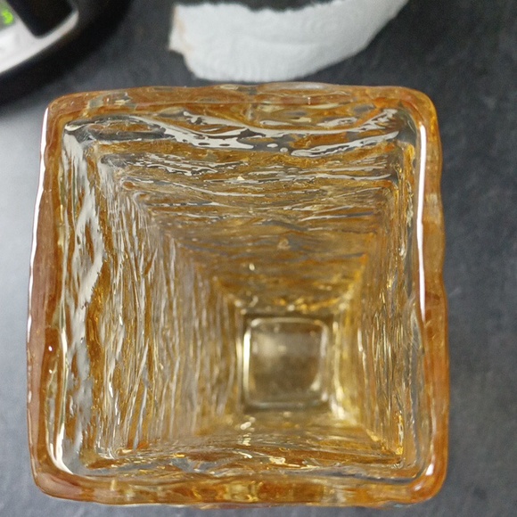 RARE Vintage Amber Cubed Chunky Vase - Picture 6 of 8